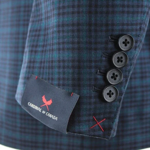 Cardinal of Canada NWT 100% Wool Sport Coat Size 44R US In Blues w/ Teal Plaid